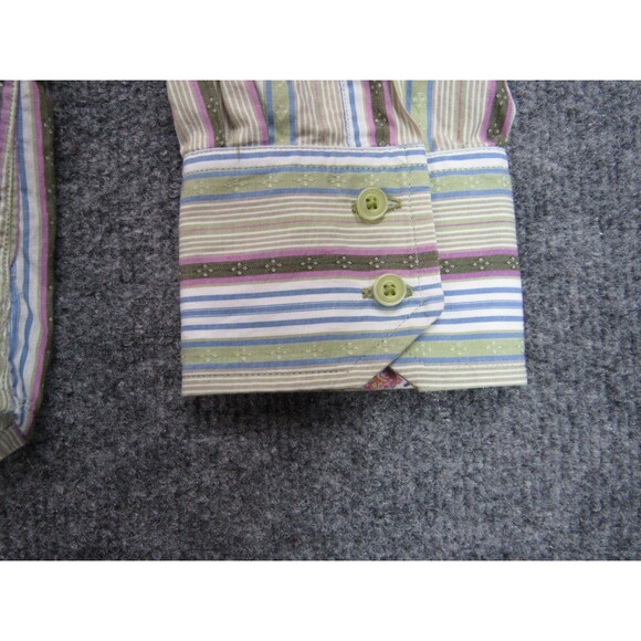 Robert Graham Shirt Mens Large Green Purple Stripe Button Up - Picture 7 of 10